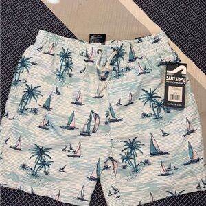 Surf Style Men's Board Shorts - Blue and Pink Sailboat Design